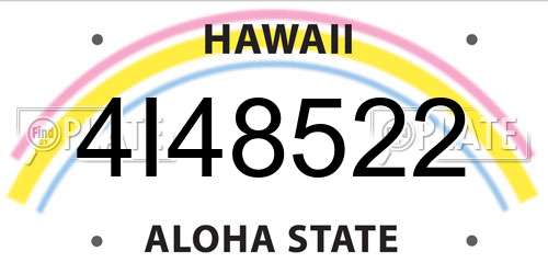 4I48522 Hawaii License Plate
