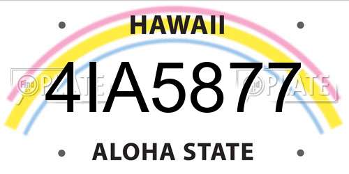 4IA5877 Hawaii License Plate