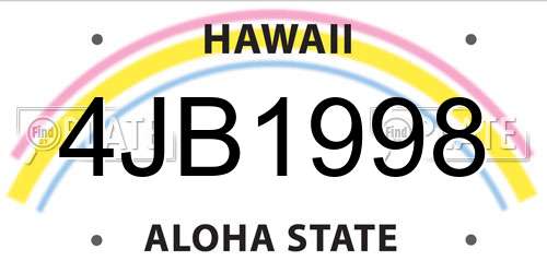 4JB1998 Hawaii License Plate