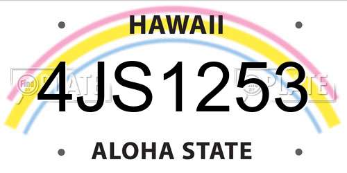 4JS1253 Hawaii License Plate