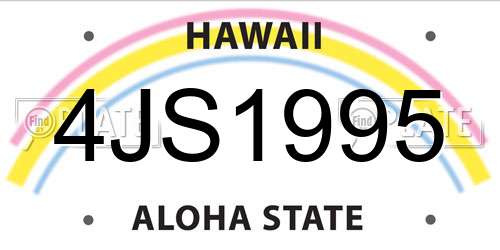 4JS1995 Hawaii License Plate