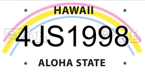 4JS1998 Hawaii License Plate