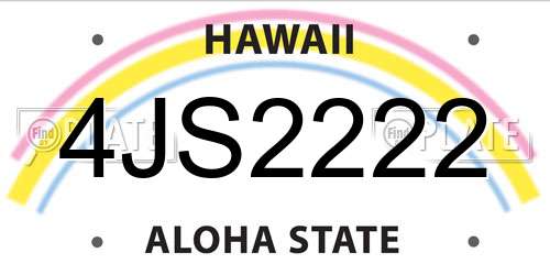 4JS2222 Hawaii License Plate