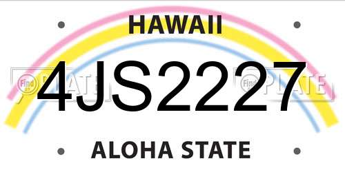 4JS2227 Hawaii License Plate