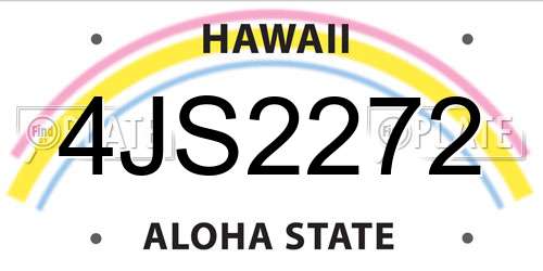 4JS2272 Hawaii License Plate