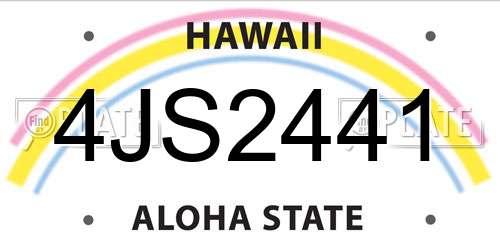 4JS2441 Hawaii License Plate