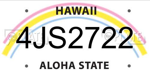4JS2722 Hawaii License Plate