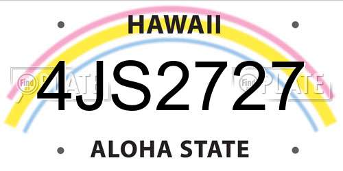 4JS2727 Hawaii License Plate