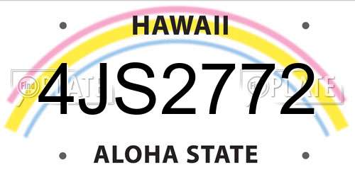 4JS2772 Hawaii License Plate