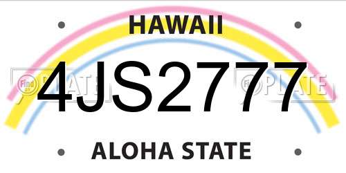 4JS2777 Hawaii License Plate