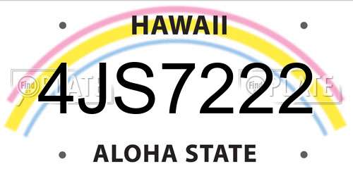 4JS7222 Hawaii License Plate