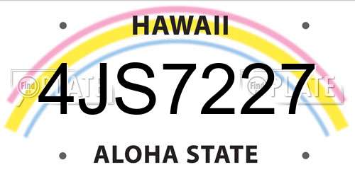 4JS7227 Hawaii License Plate