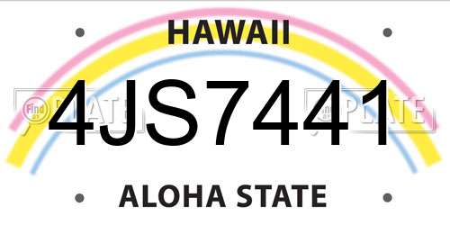 4JS7441 Hawaii License Plate