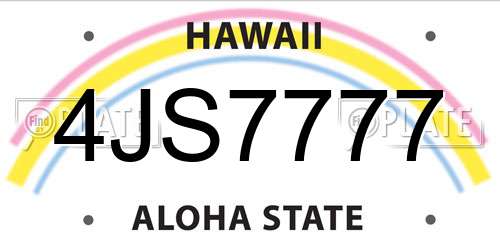 4JS7777 Hawaii License Plate