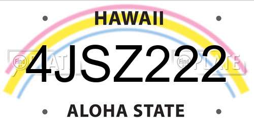 4JSZ222 Hawaii License Plate