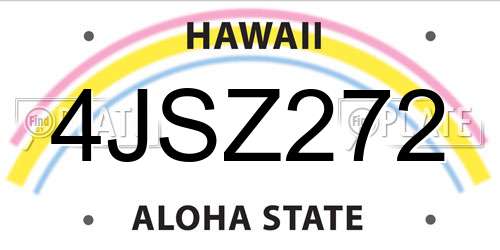 4JSZ272 Hawaii License Plate