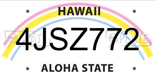 4JSZ772 Hawaii License Plate