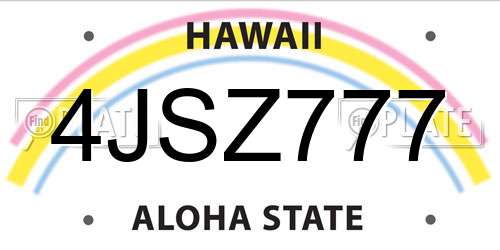 4JSZ777 Hawaii License Plate