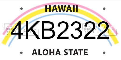 4KB2322 Hawaii License Plate