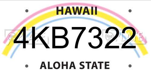 4KB7322 Hawaii License Plate