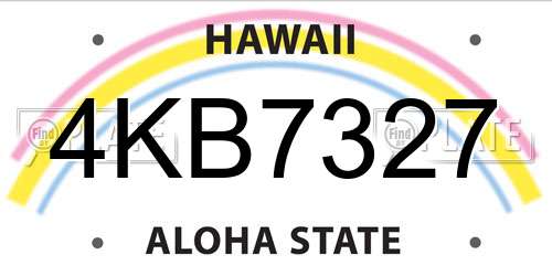 4KB7327 Hawaii License Plate