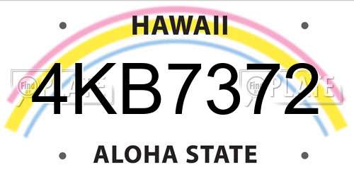 4KB7372 Hawaii License Plate
