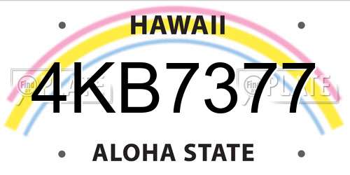 4KB7377 Hawaii License Plate