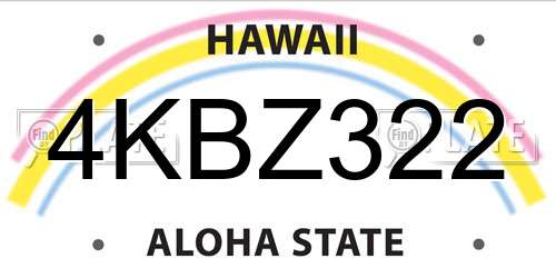 4KBZ322 Hawaii License Plate