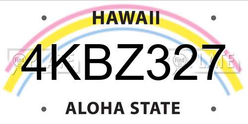 4KBZ327 Hawaii License Plate