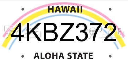 4KBZ372 Hawaii License Plate
