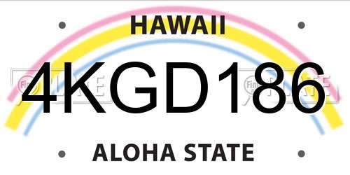 4KGD186 Hawaii License Plate