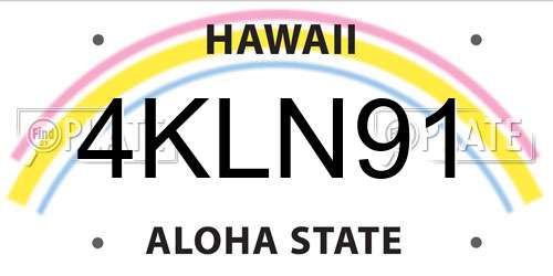 4KLN91 Hawaii License Plate