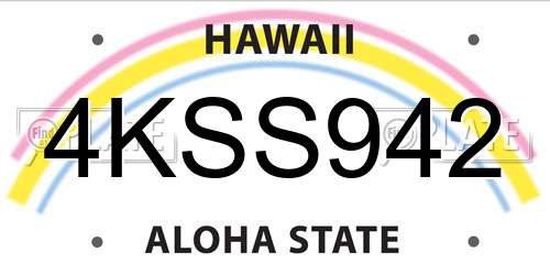 4KSS942 Hawaii License Plate