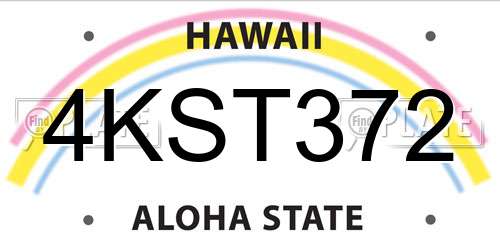 4KST372 Hawaii License Plate
