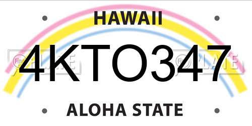 4KTO347 Hawaii License Plate