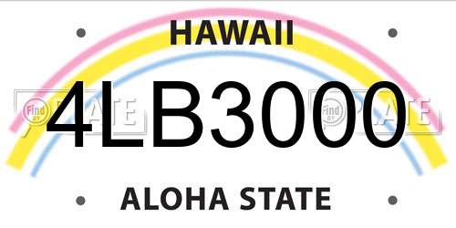 4LB3000 Hawaii License Plate