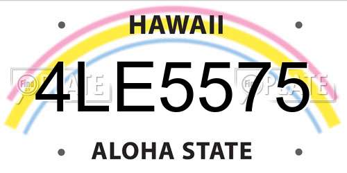 4LE5575 Hawaii License Plate