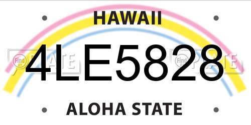 4LE5828 Hawaii License Plate