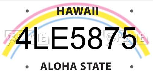 4LE5875 Hawaii License Plate