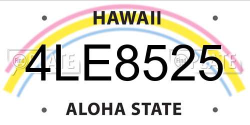 4LE8525 Hawaii License Plate