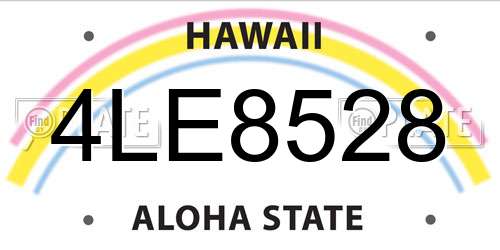 4LE8528 Hawaii License Plate