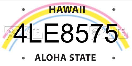 4LE8575 Hawaii License Plate