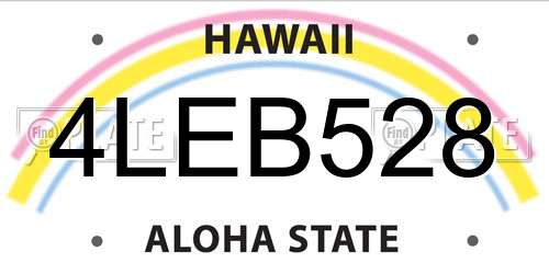 4LEB528 Hawaii License Plate