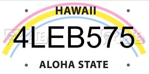 4LEB575 Hawaii License Plate