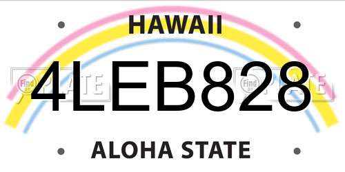 4LEB828 Hawaii License Plate
