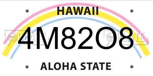 4M82O8 Hawaii License Plate