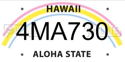 4MA730 Hawaii License Plate