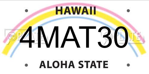 4MAT30 Hawaii License Plate