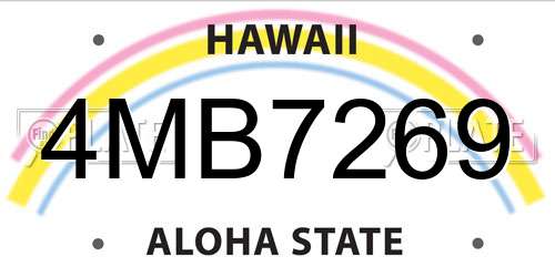 4MB7269 Hawaii License Plate