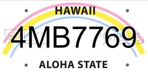 4MB7769 Hawaii License Plate